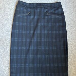 MAX STUDIO Plaid Pencil ponte knit Skirt M w/ Zipper Pockets